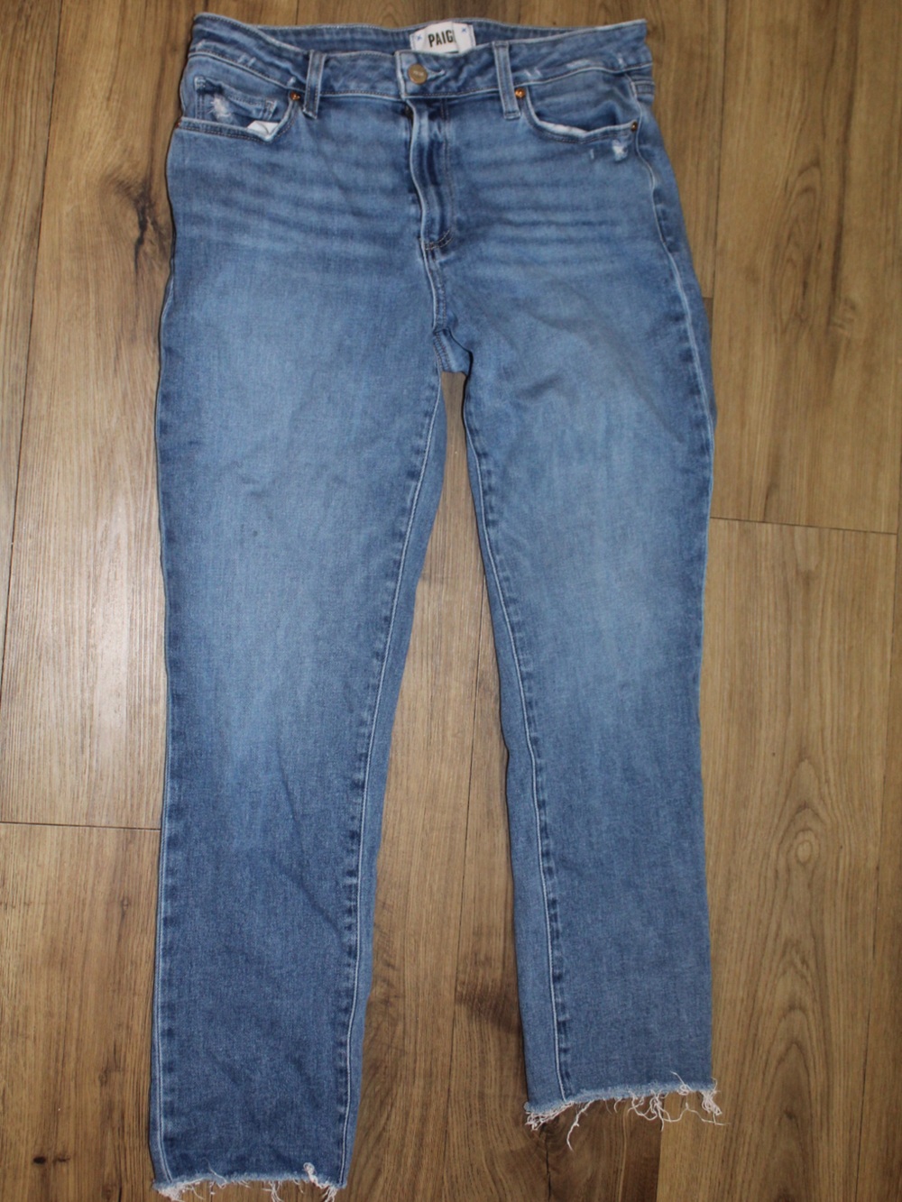 PAIGE Brigitte Slim Boyfriend Jeans Size 28 Raw Hem Medium Wash